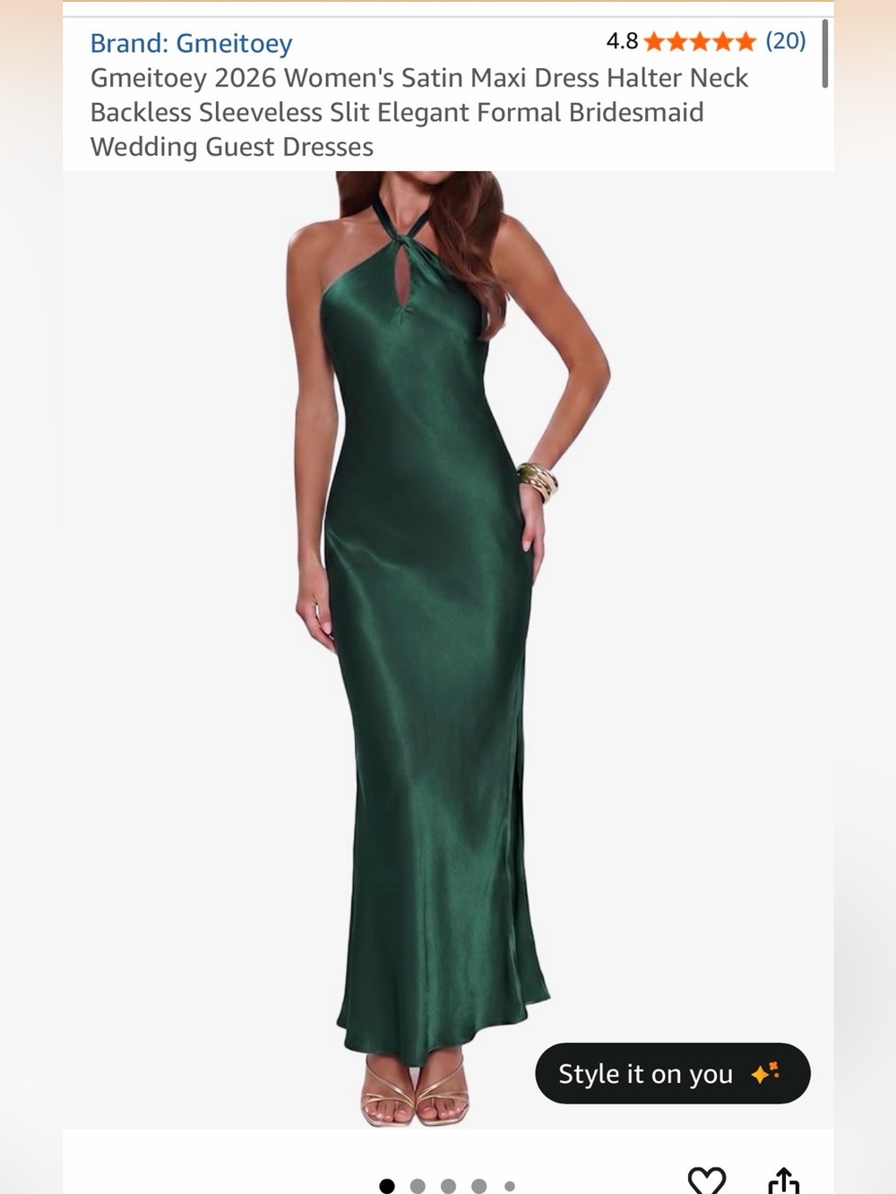 Emerald Green Satin Halter Maxi Dress